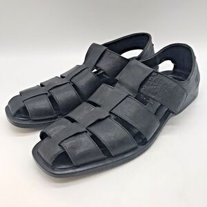 To Boot New York Adam Derrick Leather Fisherman Sandal Men's 10 Black Shoe Italy